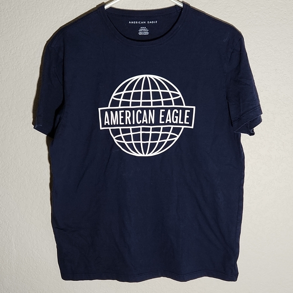 American Eagle Shirt Mens Size M Navy Blue White Graphic Logo
